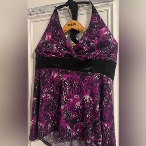 MXM Purple and Black Halter Top